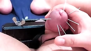 Cock skewering extreme cbt - 7 needles & cumshot with squeezed balls