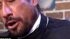Young boy gets spanked and drilled with glass dildo by the bishop for being naughty and dishonorable