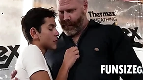 Twink meets handyman beside basement and gets handsy