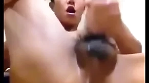 Asian guy shows hole and jerks his cock