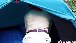 Twinks stab into threesome during camping