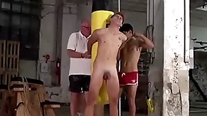 Bound twink galiel swan spanked to 3way by sebastian kane