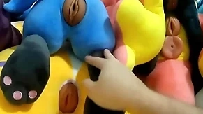 Making out and cumming in 6 plush pussies
