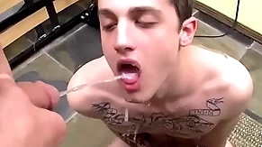 Tattooed twink chris porter fucked and peed at bottom in gay group