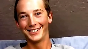Twink cutie riley johnston  jerking off chunky cock after interview
