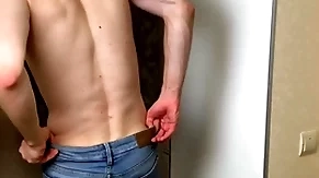Hot boy hither blue skinny jeans stroking his pine learn of (23cm)/ huge cum load