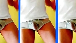 Alejandro mistral maduro bailando dotado ropa interior blanca