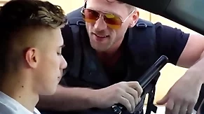 Gay policeman caught him jerking off in public & fucked him