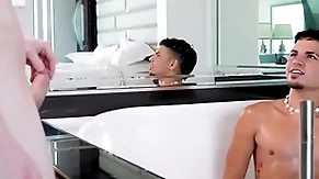 Showerbait horny close-fisted booty latin bloke fucked by thick cock