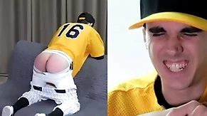 Straight twink spanked to a baseball uniform
