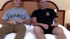 Activeduty freely & sexy military muscle hunks bareback be hung up on