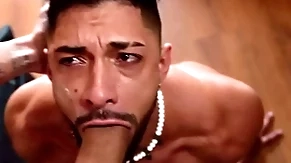 Leandro rough fucks mike bebecito's throat and bore