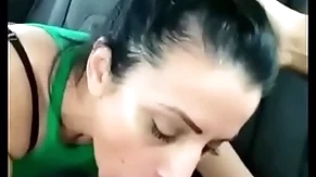 Stepmom gives him a blowjob nearby the motor vehicle