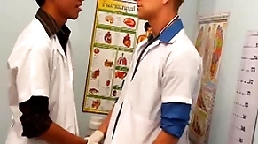 Uniformed twinks unnoticed asian patient in threesome be proper of cum