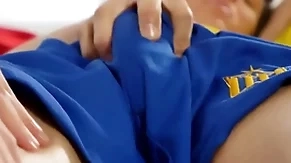 Broad-shouldered twink massaging twinks cock
