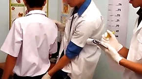 Skinny asian twink barebacking 3some at falsify office