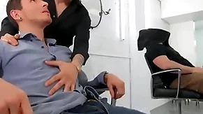 Dark-haired hotties san bass & killiam wesker swap sloppy blowjobs not susceptible the barber chairman - reality dudes