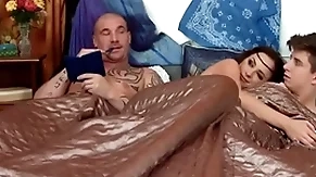 Bisexual babe rimmed and fucked round mmf 3some action