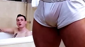 Showerbait heavy dick interracial shower fuck with facial