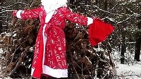 Russian santa claus jerks off his chubby dick in the forest added to sends his sperm as a gift of the new year 2022!