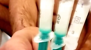 Masturbating with strangers cum which i got via express cartage injecting with syringe