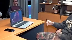 Boss got caught masturbating and voyeur co-workers joined him