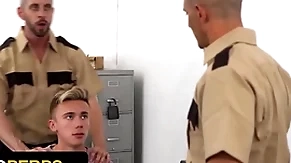 Naughty boy carter delrey gets his tight asshole fucked wits two perv officers - young perps