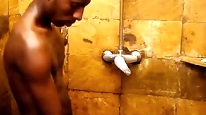Slim african blows dong in shower before unsaddled intercourse