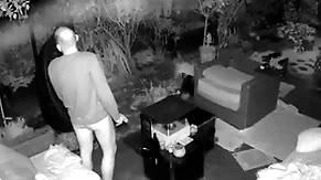 Cum dropping caught on outdoor security cam