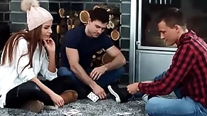 Bi dudes fuck petite slattern in threesome in doggystyle