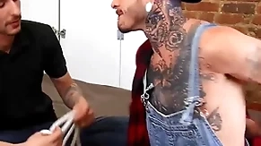 (fly tatem) has dick deamon in bondage offers his fat cock for a blowjob before fierce his ass - bromo