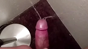 Golden rain and cum on the bedroom carpet