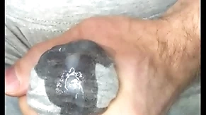 Cum in leggings! i masturbate my locate and sperm seeps through gray leggings! close-up