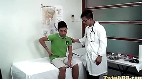Asian twink anal examined with medical tools enquire about giving BJ