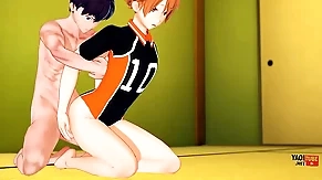 Haikyuu Yaoi - Kaheyama and Hinata having sex in tatami - Asian Japanese Manga Anime Hentai Gay Porn